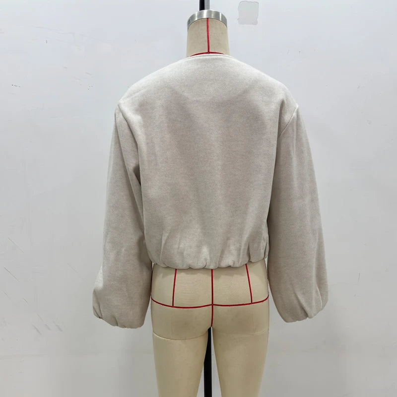 Women’s Fleece Bomber Jacket – 2025 Soft Zipper Cropped Sports Coat