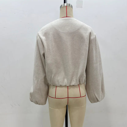 Women’s Fleece Bomber Jacket – 2025 Soft Zipper Cropped Sports Coat