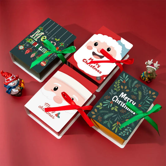12Pcs Book-Shaped Christmas Treat Boxes – Merry Christmas Paper Gift Boxes for Candy, Cookies & Holiday Wrapping