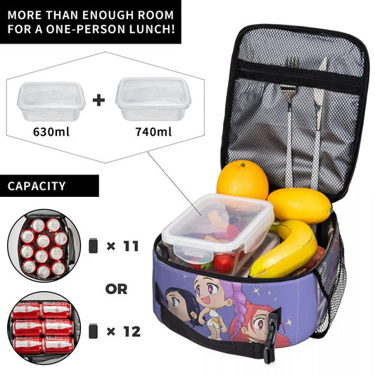 Demon Hunters Cute Cartoon Lunch Bag – Insulated Thermal Tote for Kids, Portable Cooler Bag with Vintage Print