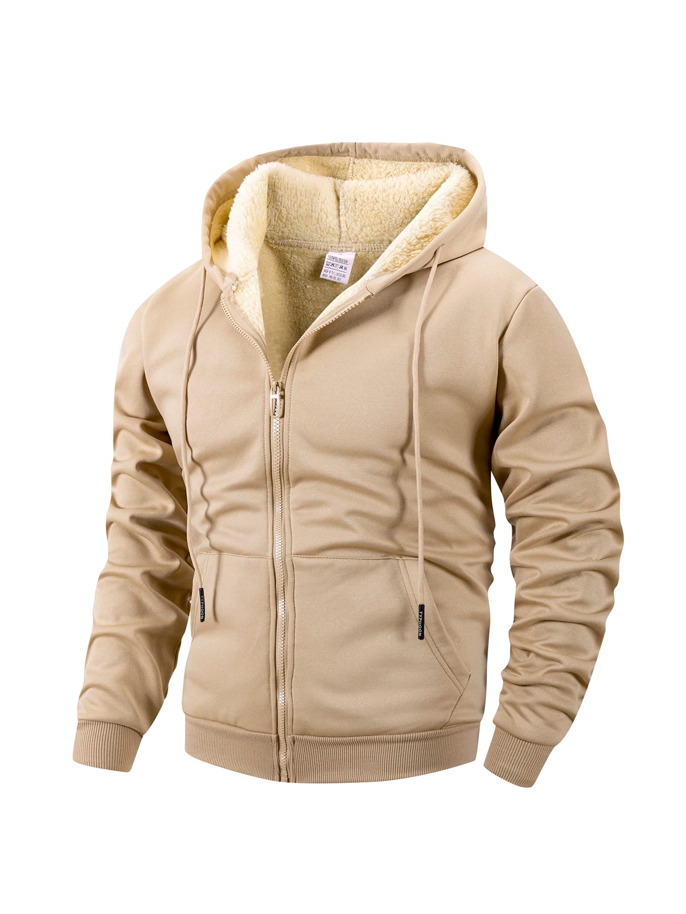 Men’s Fleece Hooded Jacket – Winter Warm Windproof Zipper Heavyweight Sweatshirt Coat
