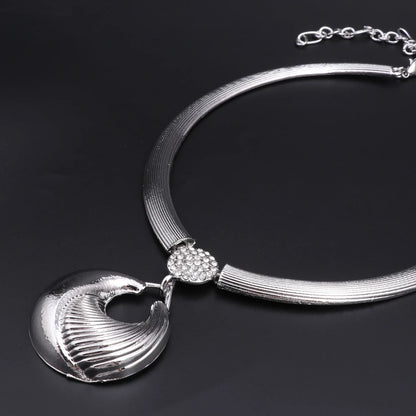 Dubai Silver Plated Luxury Jewelry Set – Women’s Necklace, Earrings, Bracelet & Ring for Wedding and Party