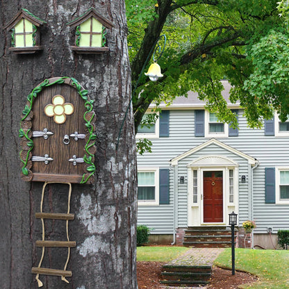 Mini Fairy Tale Door Garden Set – Outdoor Decorative Pendants & Statue Stake for Patio or Yard Decor