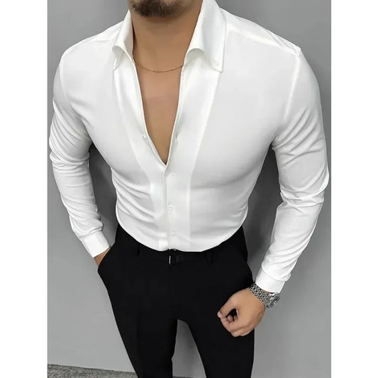 Men’s 4-Color Long Sleeve Polo Shirt – Casual Breathable Lapel T-Shirt for Everyday Wear