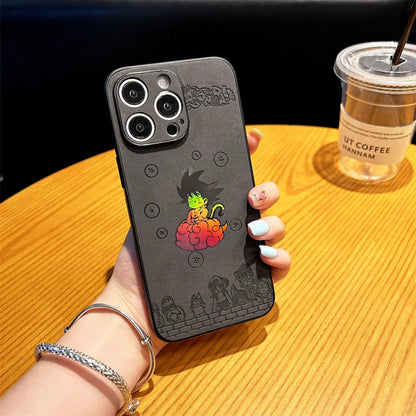 Retro Dragon Ball Goku Case for iPhone 15 14 13 12 11 16 17 Pro Max 15Plus Anime Soft Silicone Cover