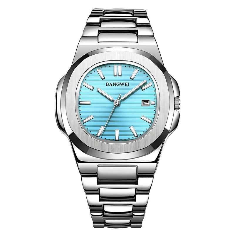 2024 Luxury Men’s Chronograph Quartz Watch – Stainless Steel 30M Waterproof Sport Wristwatch with Automatic Date Display