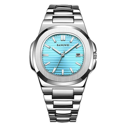 2024 Luxury Men’s Chronograph Quartz Watch – Stainless Steel 30M Waterproof Sport Wristwatch with Automatic Date Display