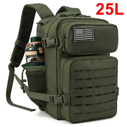 25L/45L Tactical MOLLE Backpack – Outdoor Hiking Daypack with Dual Cup Holders for Men & Women