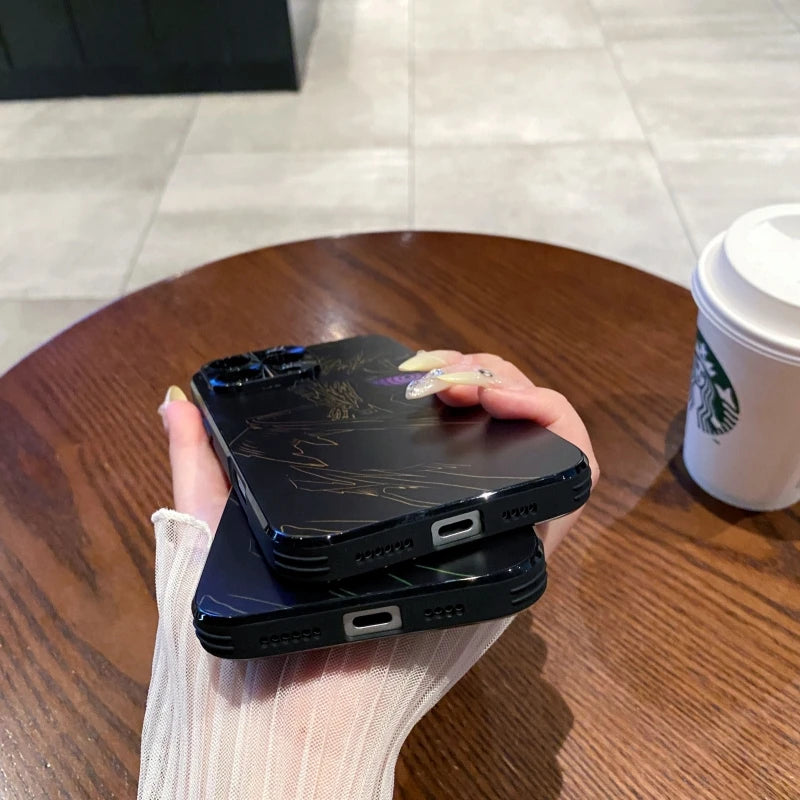 New Laser Bling Anime Cases for iphone 14 13 12 15 16 pro max 13pro 14pro 15pro Kakashi Obito Pain Phonecase Gift