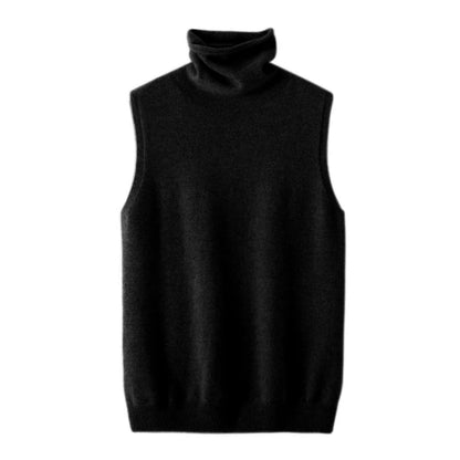 Women’s 100% Merino Wool Turtleneck Sweater Vest – Sleeveless Knitted Pullover