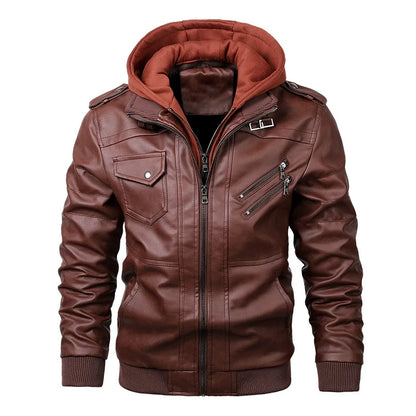 Men’s PU Leather Biker Jacket – Autumn Casual Motorcycle Coat (EU Size SA722)