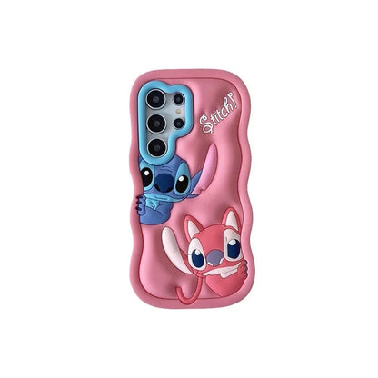 Stitch Angel Phone Case for Samsung Galaxy S24 S23 S22 S25 Ultra FE A56 A55 A53 A52 A54 A16 A35 5G Cartoon Silicone Phone Cover