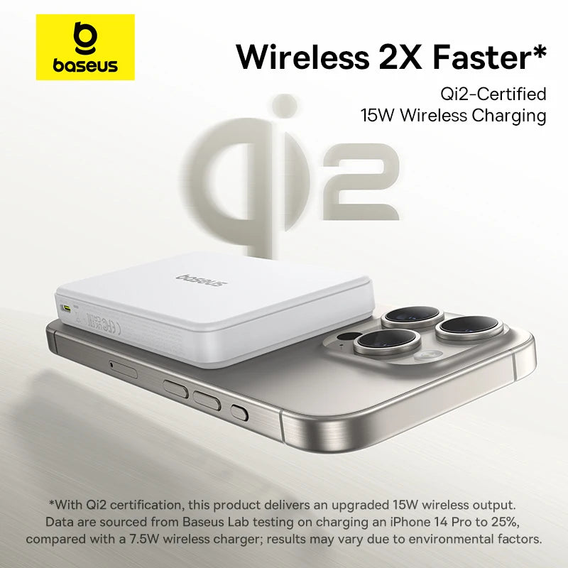 Baseus Qi2 Magnetic Power Bank 10000mah 15W Wireless Charging 22.5W Wired Charge Qi2-Certified for iPhone 16 15 14 13 12 Pro Max