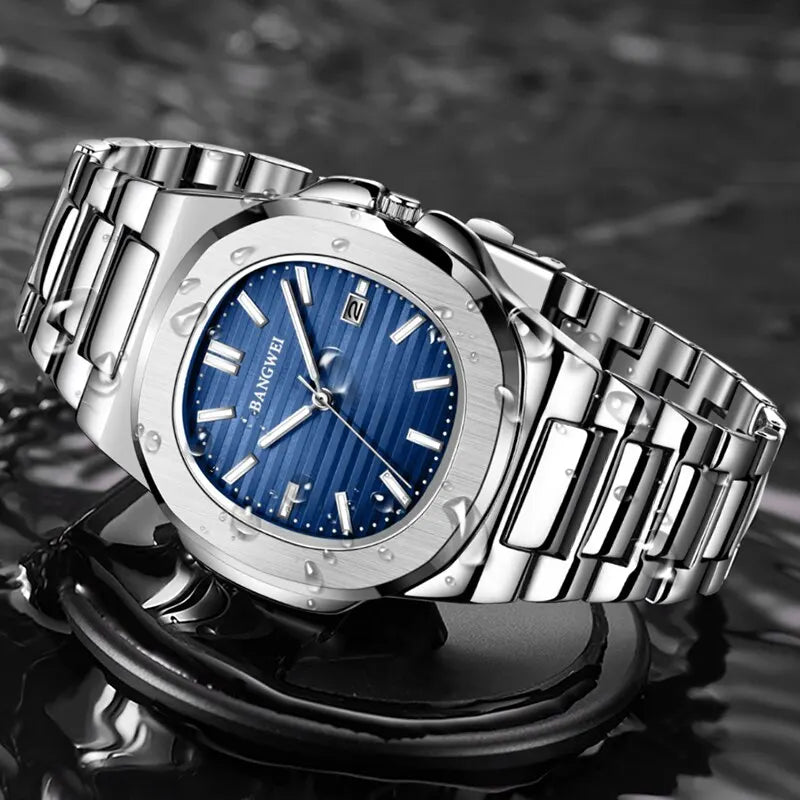 2024 Luxury Men’s Chronograph Quartz Watch – Stainless Steel 30M Waterproof Sport Wristwatch with Automatic Date Display