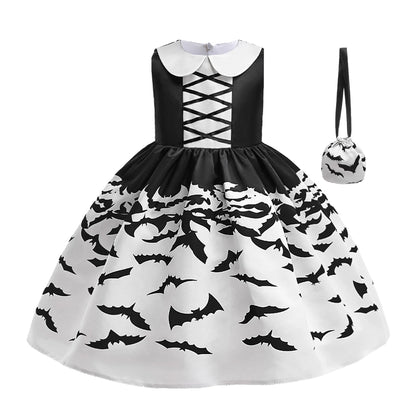 Girls’ Halloween Cosplay Costume – Pumpkin, Bat & Gothic Princess Dress for Carnival, Christmas & Birthday Parties