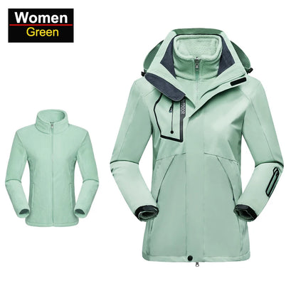 Women’s 3-in-1 Waterproof Hiking Jacket – Fleece Lined Winter Windbreaker