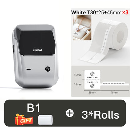 NIIMBOT B1 Portable Thermal Printer With Tapes 2 Inch Adhesive Label Printer Mini Bluetooth Sticker Maker Support Smartphones PC