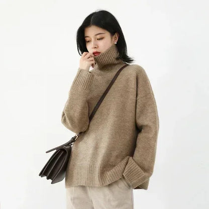 Women’s Loose Turtleneck Sweater – CHIC VEN Korean Style Warm Knit Pullover