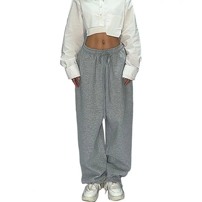 Women’s High-Waist Lace-Up Sweatpants – Loose Baggy Joggers for Streetwear, Sports & Dance | Y2K Fashion