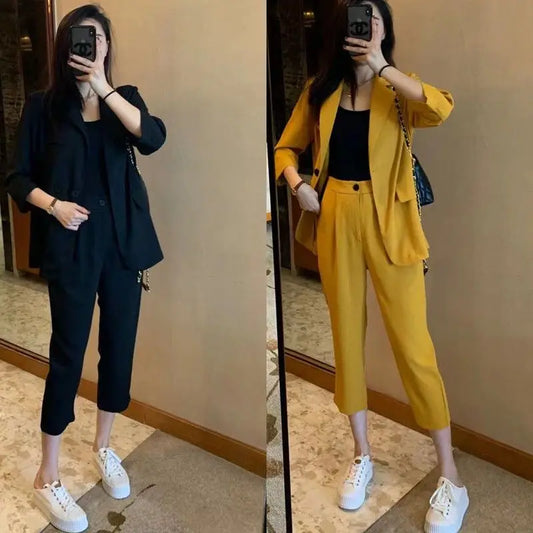 Women’s Casual Two-Piece Suit Set – Elegant Blazer & Pants Office Outfit | Fall 2025 Fashion