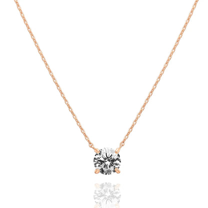Shevalues 14K Gold Plated Crystal Solitaire Necklace – Dainty Cubic Zirconia Choker for Women, Elegant Fashion Jewelry