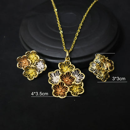 Luxury 18K Gold Plated Jewelry Set for Women – Italian Wedding Necklace, Earrings & Bracelet Bridal Gift Set