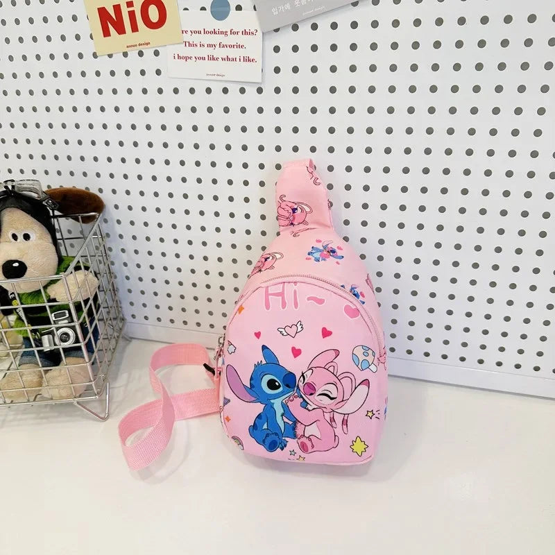 Cartoon Mini Stitch & Angel Crossbody Sling Bag – Cute Anime Shoulder Coin Purse Gift