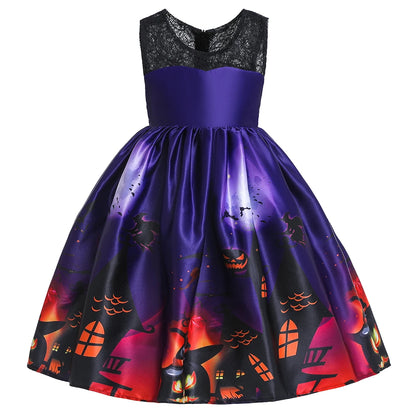 Girls’ Halloween Cosplay Costume – Pumpkin, Bat & Gothic Princess Dress for Carnival, Christmas & Birthday Parties