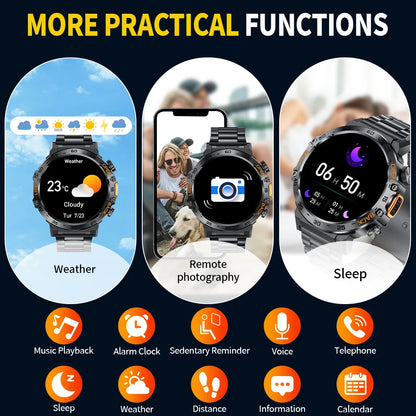 LIGE 2025 Smart Watch for Men – 360×360 AMOLED HD Display Waterproof Fitness Smartwatch with Flashlight (Android & iOS Compatible)