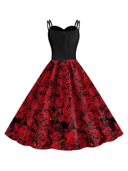 2025 Halloween Women’s Skull Print Halter Dress – Sleeveless Tunic Vintage Party Dress, Gothic Masquerade Vestido