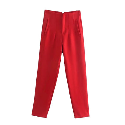 MUJER High-Waist Office Pants – Women’s Formal Pencil Trousers in Black, Pink & White