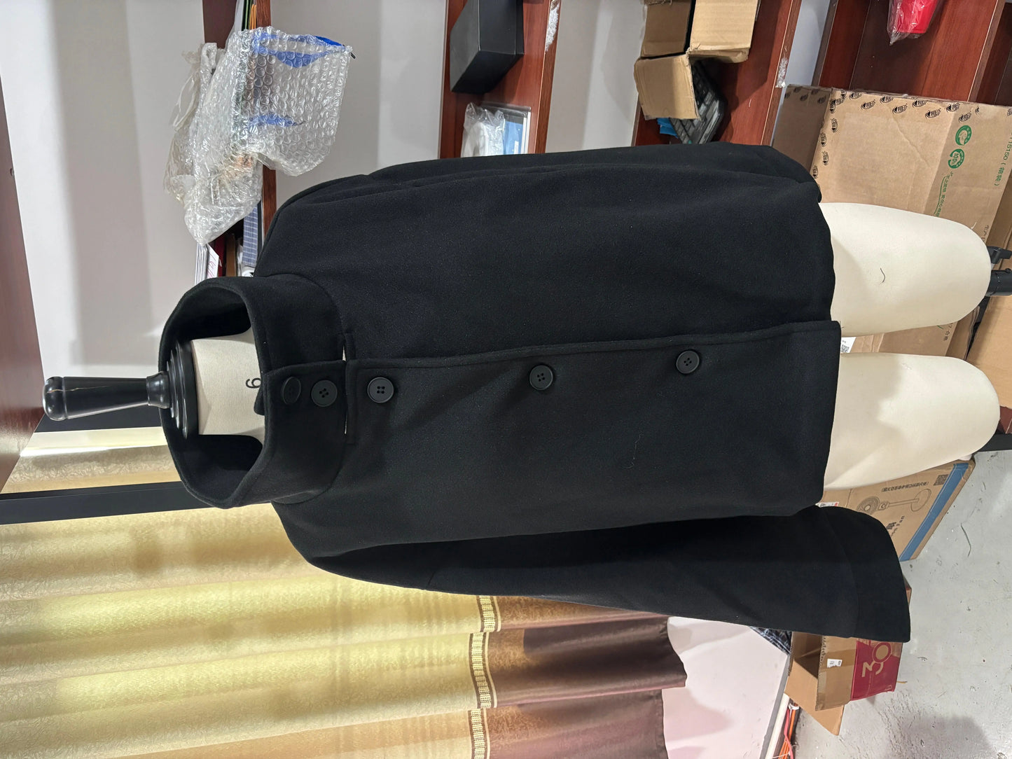 Women’s Wool Blend High Collar Jacket – Vintage Casual Autumn Winter Coat