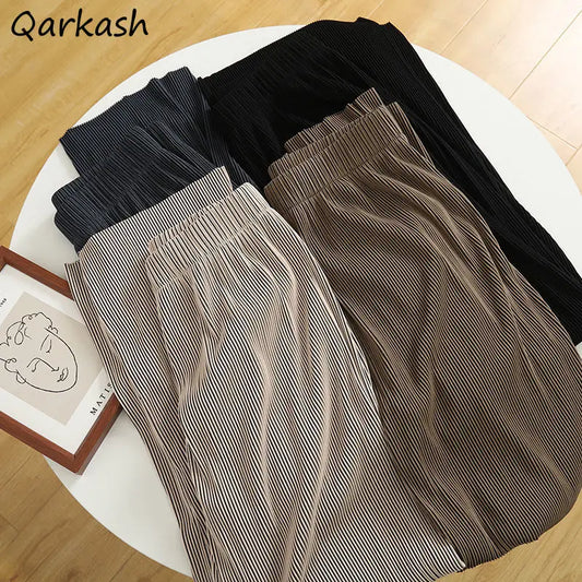 Women’s Casual Straight Pants – Elastic Waist Soft Trousers | Summer All-Match Streetwear 2025