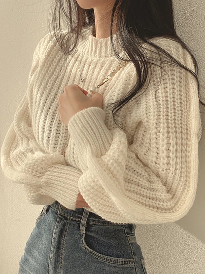 Women’s Vintage Harajuku Sweater – Loose Lantern Sleeve Knit Pullover