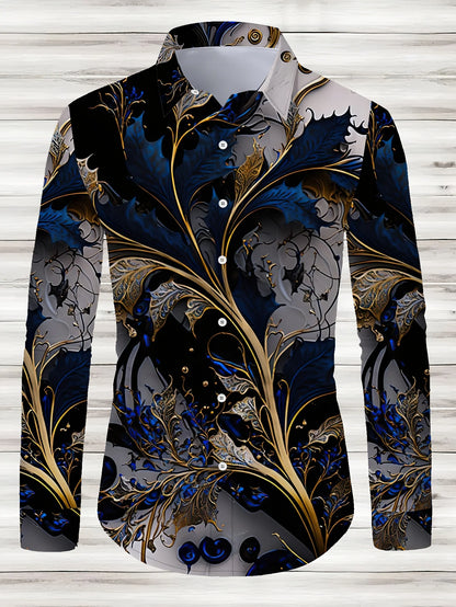 Men’s Geometric-Patterned Casual Button-Down Shirt