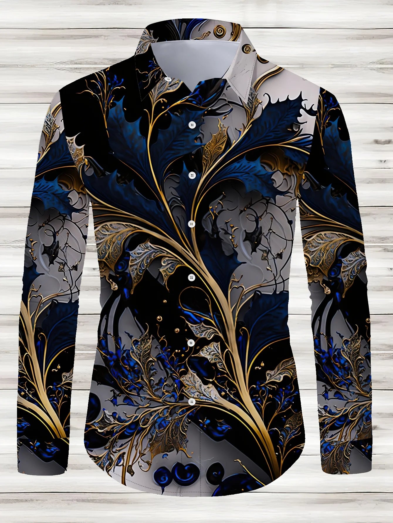 Men’s Geometric-Patterned Casual Button-Down Shirt