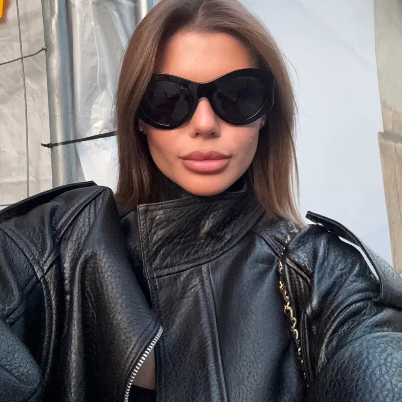 Vintage Y2K Leather Jacket for Women – Short Zipper Lapel Coat