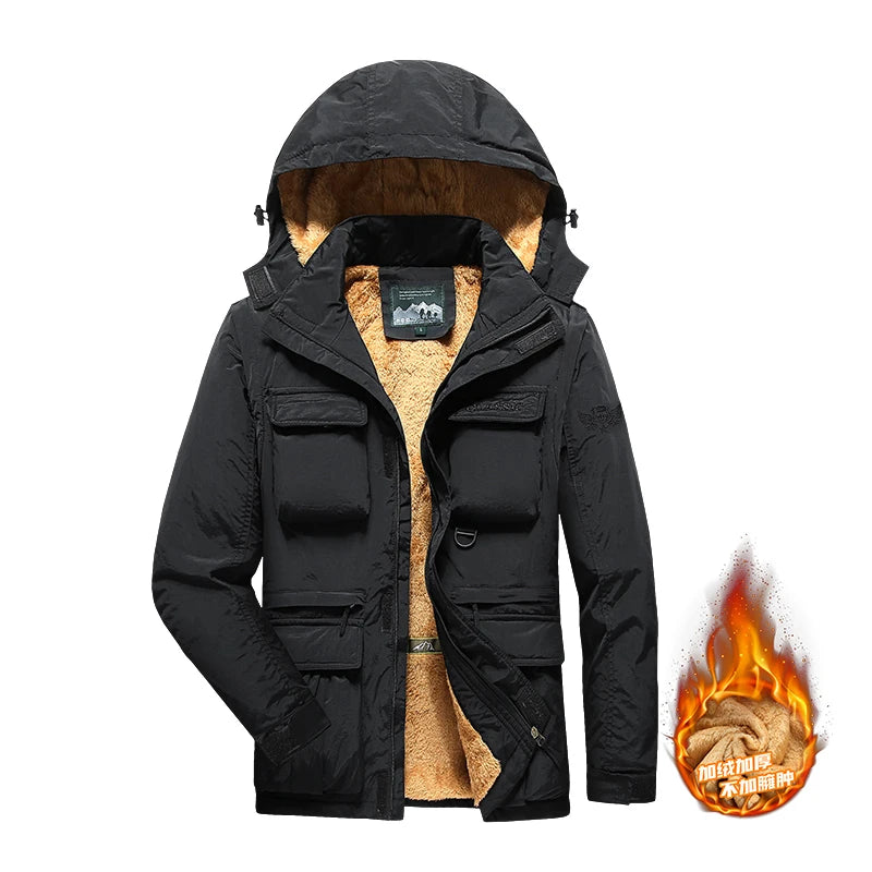 Men’s Detachable Hooded Windproof Jacket – Waterproof Multi-Pocket Outdoor Vest Coat