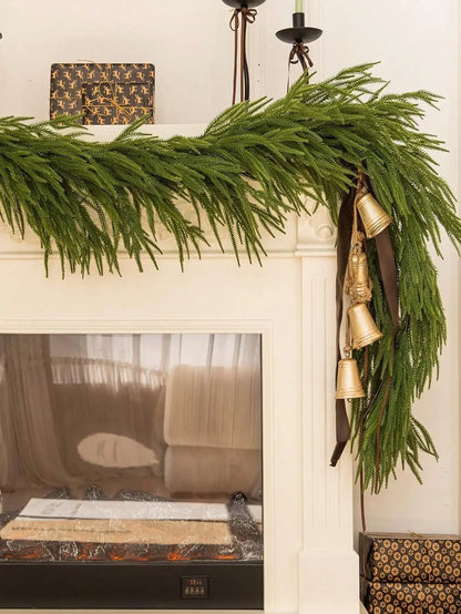 1.8M Artificial Norfolk Pine Garland – Real Touch Winter Green Christmas Decoration for Home & Outdoors