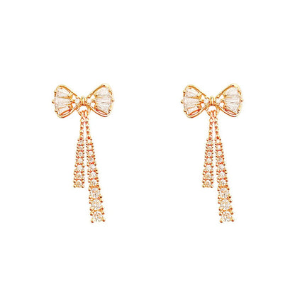 Fashion Bow Crystal Zircon Earrings – Trendy Party Jewelry for Women & Valentine’s Day Gift