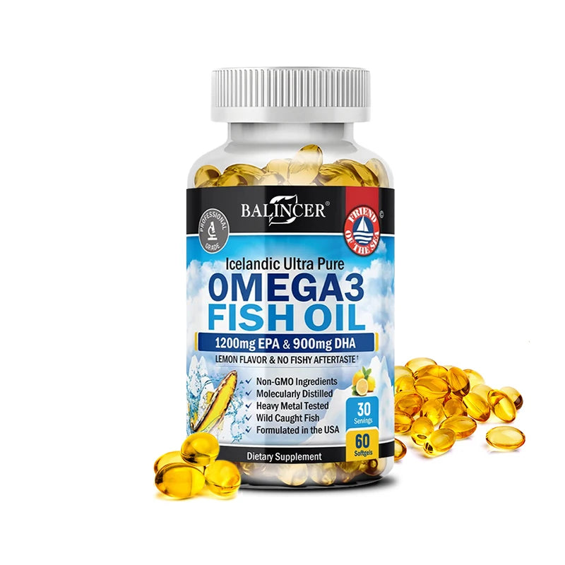 Omega-3 Fish Oil Supplement with EPA & DHA – 120 Capsules for Heart & Brain Health