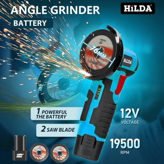 HiLDA 12V Mini Electric Angle Grinder 3-Inch Cordless Cutting & Polishing MachineElectric Angle Grinder