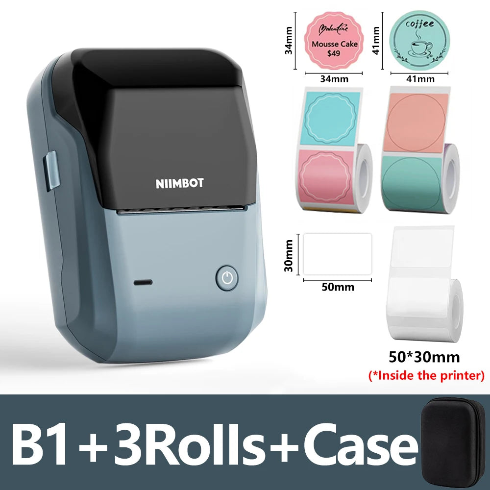Niimbot B1 Portable Thermal Label Printer – Bluetooth Mini Sticker & Adhesive Paper Printer (2-Inch Label Maker)