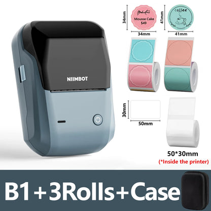 Niimbot B1 Portable Thermal Label Printer – Bluetooth Mini Sticker & Adhesive Paper Printer (2-Inch Label Maker)