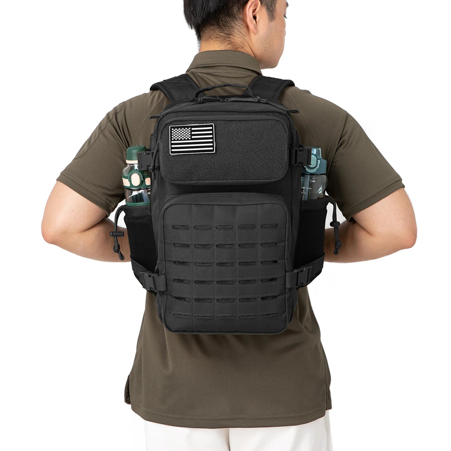 25L Tactical MOLLE Backpack – Outdoor Hiking & Fitness Survival Bag with Dual Cup Holders