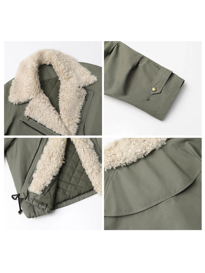 Women’s Retro Motorcycle Cotton Jacket – Thick Warm Loose Streetwear Coat