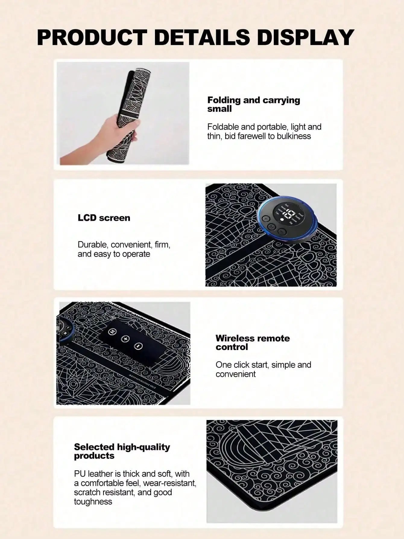 Foot Massager Stimulation Pad Electric Foot Massage With Remote 8 Mode 19 Levels of Strength Lightweight Relieve Foot Pressure