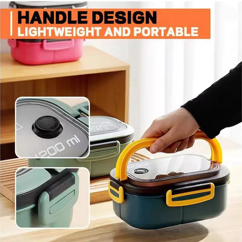 Bento Lunch Box - Double Layer with Fork & Spoon | Microwave Safe Meal Prep Container