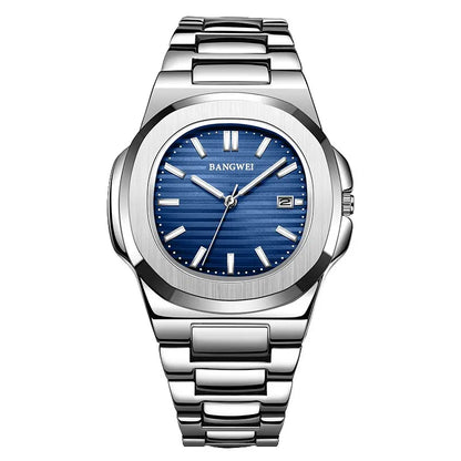 2024 Luxury Men’s Chronograph Quartz Watch – Stainless Steel 30M Waterproof Sport Wristwatch with Automatic Date Display