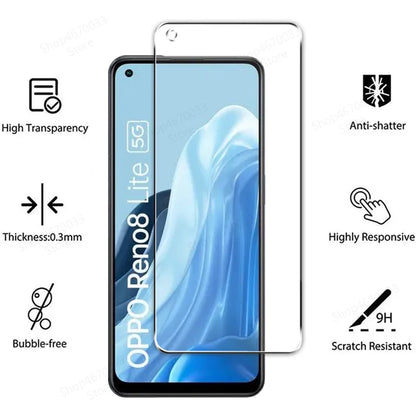 4PCS Screen Protector For OPPO Reno 8 Lite 8T 4G 7 8 Pro Plus 7 Z 6 5 Lite Tempered Glass For Find X5 X3 Lite Protection Glass